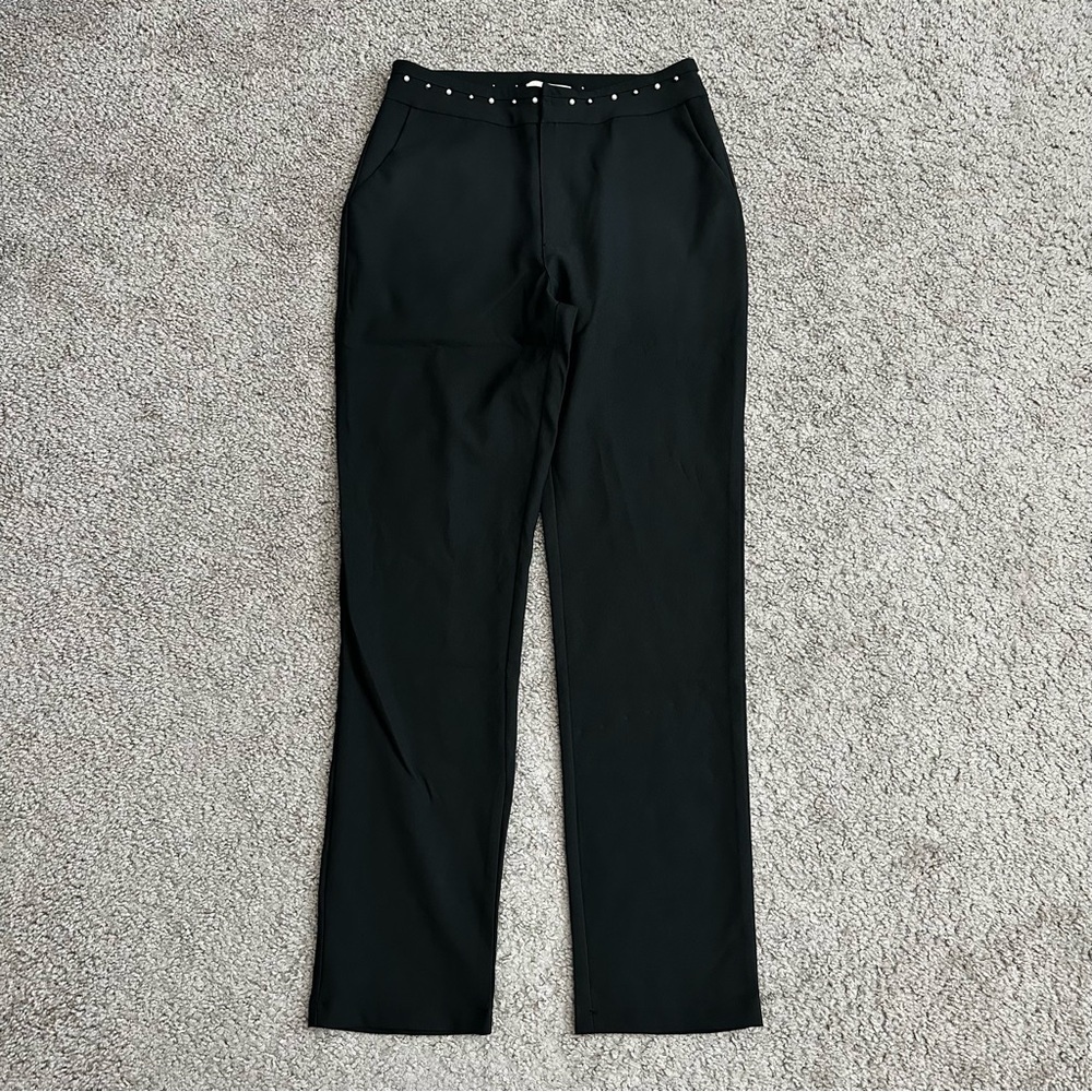 Sublime Pants Womens Size L Black Slim Straight Pearl Waist